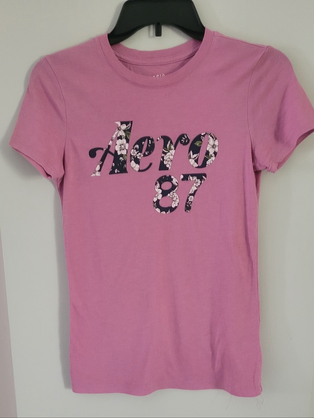 Juniors Aeropostale Pink Floral 'Aero 87' Short Sleeve Tee